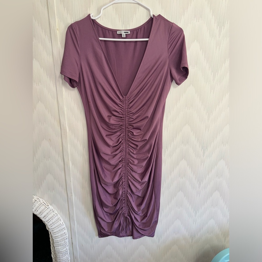 Elegant Mauve Ruched Dress